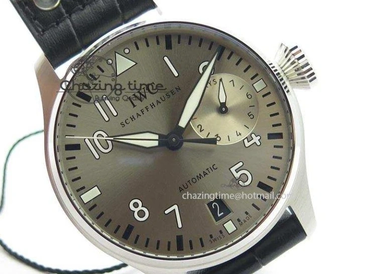 MIROTIME 0318 TimelessDesign Big Pilot Real PR IW500906 ZF 1:1 Best Edition Silver Dial On Black Leather Strap A 7285